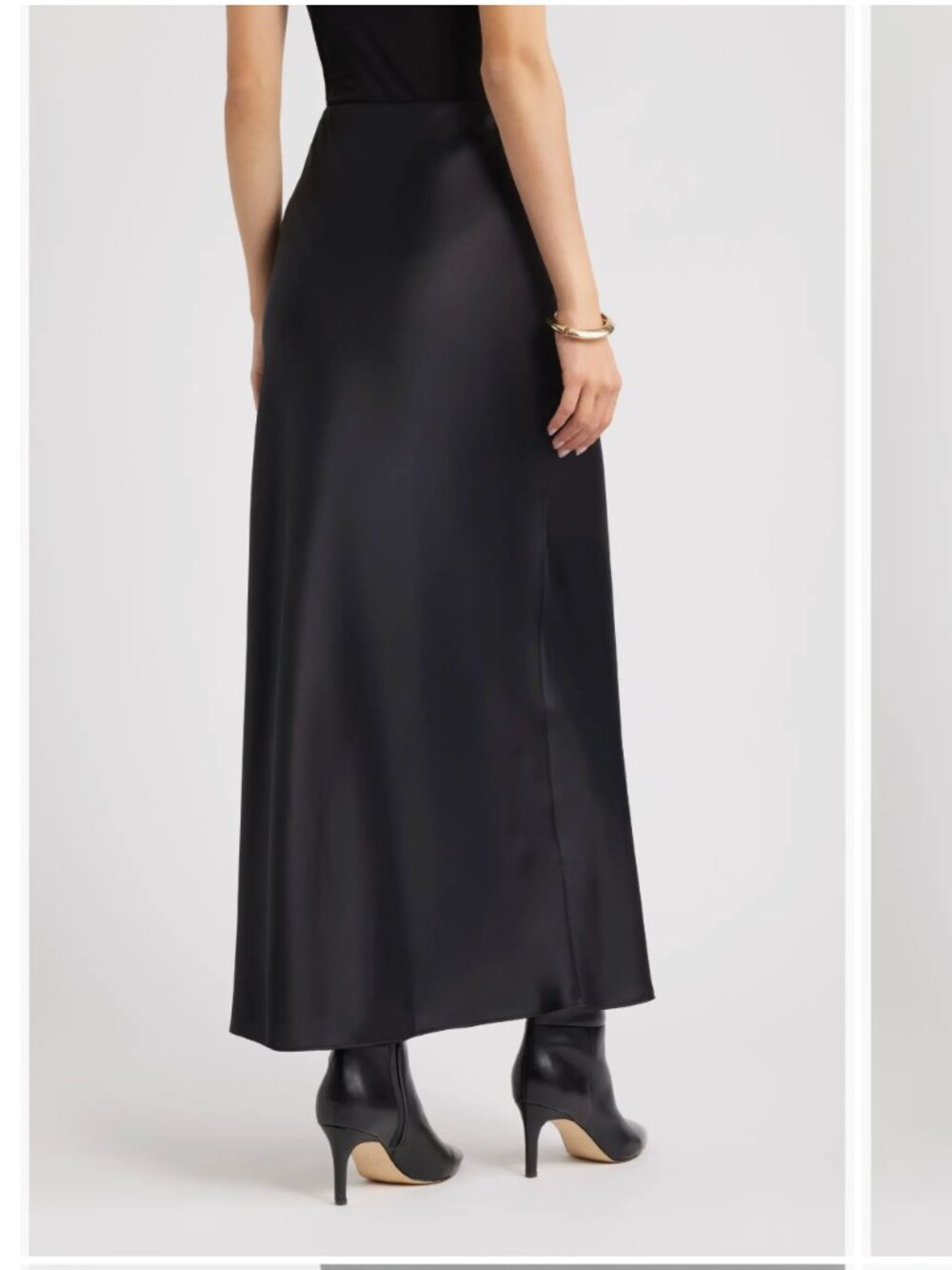 Open Edit Black Satin Slip Maxi Skirt S - Picture 7 of 12